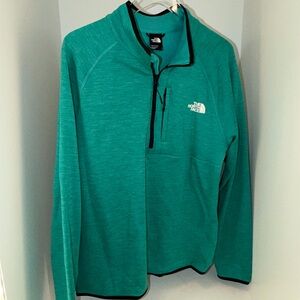 The North Face Teal Green Quarter-Zip Pullover with Black Trim Men’s Large
